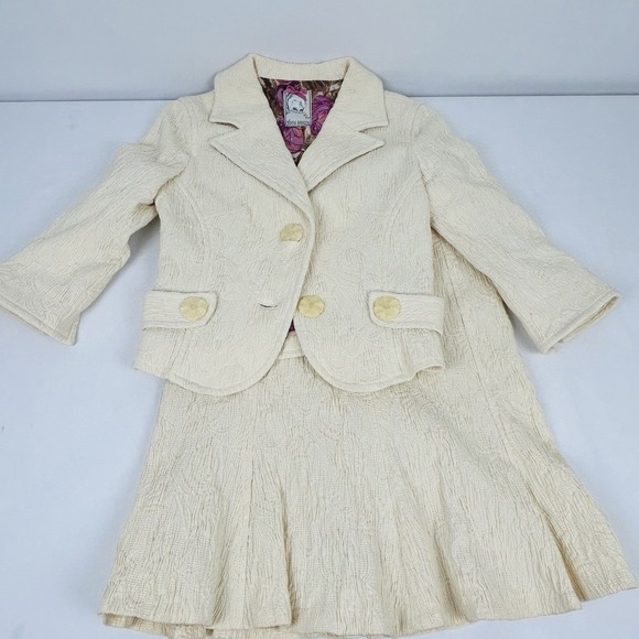 Yoana Baraschi Jackets & Blazers - Yoana Baraschi Jacket & Skirt Set Women's XS Designer Ivory Knit 99% Cotton